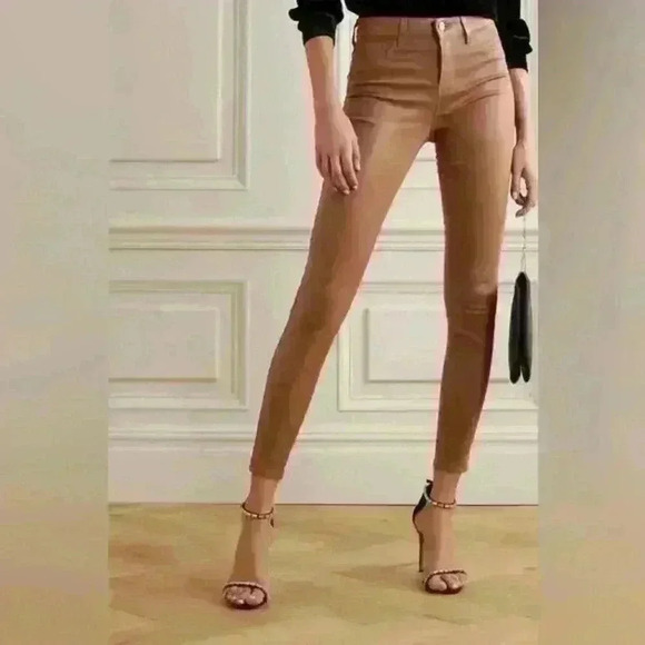 L'agence - Marguerite Coated High-Rise Skinny Jeans - Tan Sz 26 NWOT - Picture 3 of 15